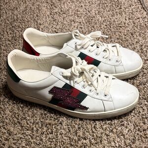Gucci Ace Sneakers with Red and Green Stripes